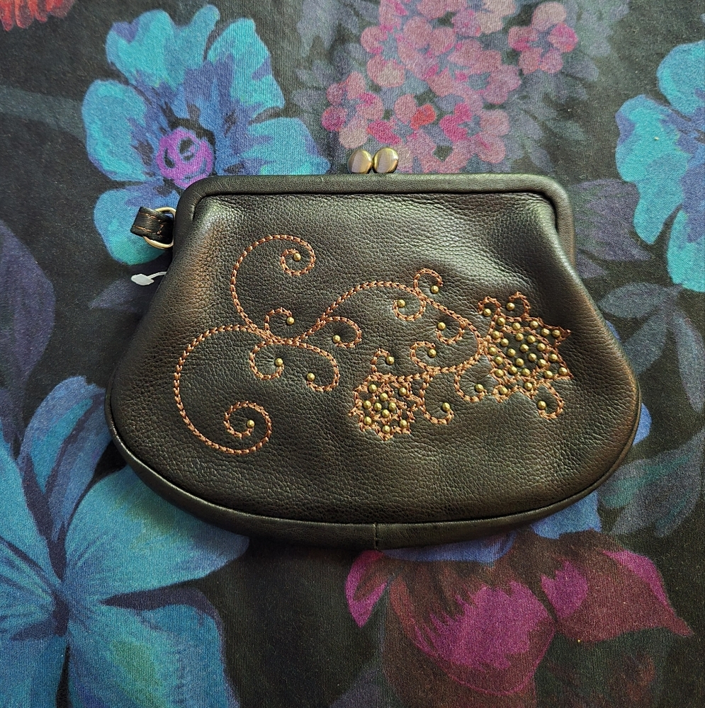 Make Me An Offer! Fossil Geniune Leather Embroidered Wrist Wallet